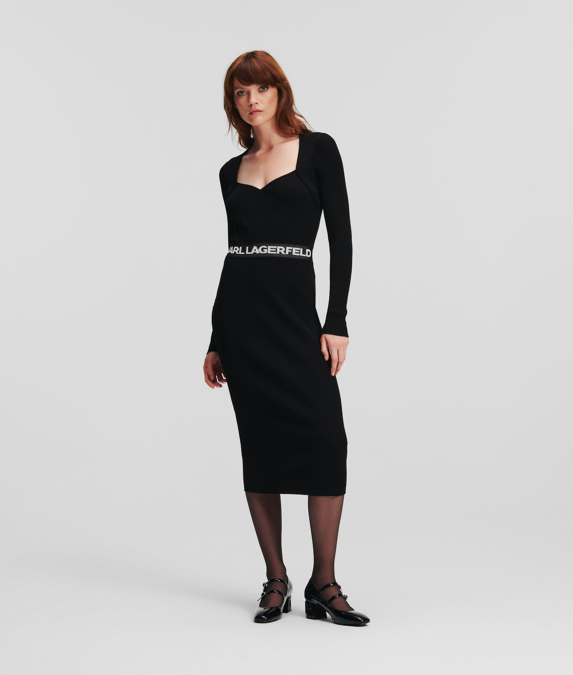 (image for) Luxurious LONG-SLEEVED KARL LOGO KNIT DRESS